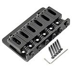 Musiclily 65mm Metal Fixed Hardtail Guitar Bridge Top Load for 6 String Fender Strat Tele Electric Guitar,Black