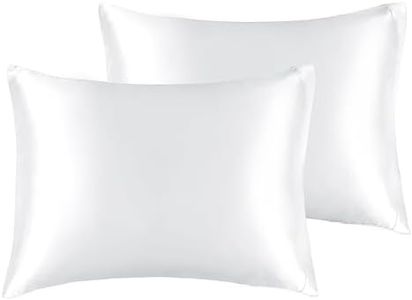BEDELITE Satin Pillowcase for Hair and Skin, Super Soft and Cooling Similar to Silk Pillow Cases 2 Pack with Envelope Closure, Gift for Women Men(13"x18" Toddler Size, White)