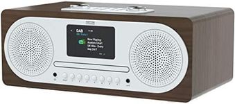 AZATOM CL100X DAB/DAB+ FM Radio Stereo Hi-Fi Speaker System & CD Player, Bluetooth, Colour Display, MP3 Playback, USB Charger, Equaliser, Remote Control Clockwood (Dark Oak)