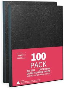 Binditek 100 Pack 250g Grain Texture Paper Binding Presentation Covers, 13 Mil, 90lb, Letter Size Binding Backs, Un-Punched, Square Corner, 8-1/2 x 11 Inches, Black, for Business Documents