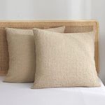 PHF Ultra Soft Waffle Weave Euro Shams Pillow Covers 26" x 26" 2 Pack, No Insert, Breathable Skin-Friendly Euro Throw Pillow Covers for Bed Couch Sofa, Khaki