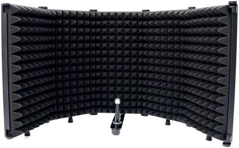 Tlingt Microphone Isolation Shield, Acoustic Shield, Studio Recording Microphone Isolation Panel Both for Stand Mount or Table Top, Silver, 5-Panel