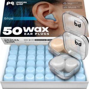 Peace&Quiet PQ Wax Ear Plugs for Sleeping, Swimming - 54 Noise Cancelling Silicone Gel Wax Earplugs, Ear Protection for Sleep and Swim, Soft Pillows with Sound Blocking Level, (54 Pillows)