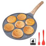 Pancake Pan for Kids, Mini Pancake Maker Nonstick Pancake Griddle with 7-Mold Flapjack Faces Pancake Molds for Breakfast, 100% PFOA