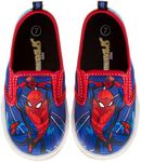 Josmo Spider-Man Shoes Laceless Canvas for Kids Boys - Spidey Low top Canva Casual Slipon Sneakers - Blue Red (Size 11 Little Kid)