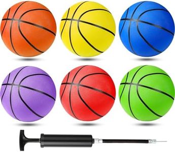 HyDren 6 Pack Official Size Rubber Basketballs with Pump Operation Christmas Kids Bulk Items for Child Youth Adults Colored Street Basket Balls Training Practice Indoor Outdoor(Size 7)