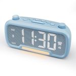 Radio Alarm Clock with Bluetooth Speaker, FM Clock Radio for Bedroom, Digital Alarm Clock with LED Night Light, 5-Level Brightness, 16-Level Volume, Phone Charger, Snooze, Battery Backup, 12/24H & DST