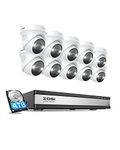 ZOSI 16CH 4K Spotlight Outdoor PoE Security Camera System,H.265+ 16CH 8MP NVR with 4TB HDD,10pcs 4K PoE IP Cameras,2-Way Talk,Human Detection,Sound&Light Alarm,Remote Access,for Home 24/7 Recording