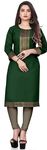 Women Self Design, Woven Design Pure Cotton Straight Kurta (X-Large, Green)