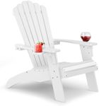 Upstreman Home Oversized Adirondack Chair Set of 1, Outdoor Fire Pit Chair with 2 Cup Holders, Adirondack Patio Chair Weather Resistant for Outside, Porch, Lawn, Garden- A1 Max, White