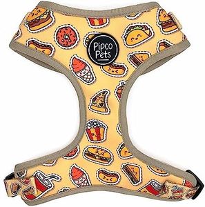 PIPCO PETS - Adjustable Dog Harness | Cute Colourful Patterns | Perfect Fit, Escape Proof Vest | Safe and Secure | Easy On/Off | (M-Plus, Snack Pack)