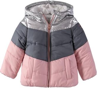 OshKosh B'Gosh Girls' Perfect Colorblocked Heavyweight Jacket Coat, Silver/Pink, 2 Years