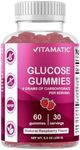 Vitamatic Glucose chewable Gummies - 60 Count - Natural Raspberry Flavor - 4G of Carbohydrate per Serving (1 Bottle)