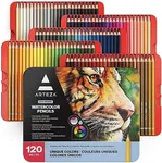 Arteza Watercolor Colored Pencils for Adult Coloring, Set of 120 Colored Pencils, Art Drawing Pencils in Bright Assorted Shades, Art Supplies for Blending, Layering, and Watercolor Techniques