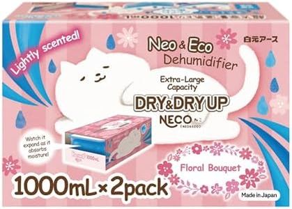 ドライ&ドライUP (DRY&DRY UP Japan) Moisture Absorber for Closet & Wardrobe, Dehumidifier Buckets for Home, Humidity Control for Storage & Small Spaces Made in Japan, Fresh Floral Scent, 2.2 LB 2 Pack