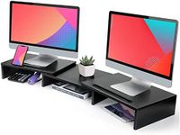 DAWNTREES Dual Monitor Stand Riser 3 Shelf Screen Stand with Adjustable Length and Angle, 2 Extra for PC, Computer, Laptop