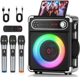 FanFun Karaoke Machine with 3 Wireless UHF Microphones for Adults, Portable Bluetooth Speaker, Party Speaker with Disco Lights for Outdoor, PA System Karaoke Speaker Support TWS/FM/USB/TF Card/AUX/REC