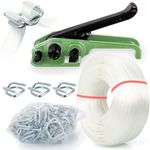 Woven Cord Strapping Kit, 2000 lbs Break Strength, Heavy Duty Strapping Tensioner, 50pcs Strapping Buckles and 328ft Fiber Woven Cord Strapping Roll 3/4" Width Soft Polyester