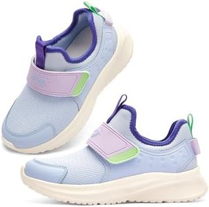 Balabala Hook and Loop Running Shoes Boys Sneakers Girls Sneakers Kids Lightweight Breathable Tennis Shoes Athletic Shoes Purple Blue