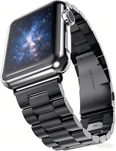 U191U Metal Bands Compatible with Apple Watch Band 41mm 40mm 38mm, Dressy Stainless Steel Chain Strap for Men iWatch Series Ultra/Ultra2/9/8/7/6/5/4/3/2/1 SE, Silver/Black