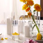 PHOSPHOR 12 PCS Glass Cylinder Vases, 6,8,10 Inch Tall Clear Flower Vase Hurricane Candle Holder for Table Centerpiece for Wedding Home Decor