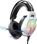 Ozeino Gaming Headset for Ps4 Ps5 PC Xbox One Switch, Over Ear Headphones with Surround Sound, Noise Cancelling Mic, Suspension Headband white