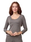 Lux Inferno Women's Plain/Regular Fit Solid Thermal Top (Inf_Lad_Ch_Short_3Q_Rn_Charcoal Melange_85)