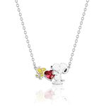 PEANUTS Womens Snoopy Necklace 18" - Snoopy Jewelry with Woodstock, Moon, or Heart Pendant - Official License, Brass, Crystal