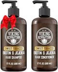 Viking Revolution Sweet Tobacco Mens Shampoo and Conditioner Set with Biotin and Jojoba Oil - Natural Hair Shampoo and Hair Conditioner for Men with Vitamin B5 - Mens Shampoo for Thinning Hair (17Oz)