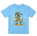 Heybroh Boys' T-Shirt Ride The Wave Dinosaur 100% Cotton Boy's Regular Fit T-Shirt (Sky Blue; 2-3 Years)