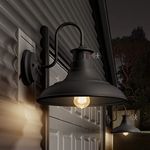 2 Pack Farmhouse Gooseneck Wall Sconce Barn Lights,Motion Sensor and Dusk to Dawn Outdoor Wall Mount Lighting Fixtures,3 Modes Exterior Porch Light IP65 Waterproof E26 Matte Black Wall Lamp for Patio