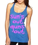 ALLNTRENDS Women's Tank Top Sun's Out Guns Out Pink (M, Royal Blue)