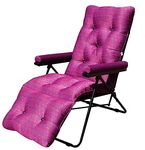 Spacecrafts Steel Recliner Folding Easy Chair | 5 Adjustable Postions | Cushioning | Portable & Space Saving Easy Chair For Home Relax Old Age | Maroon Checked