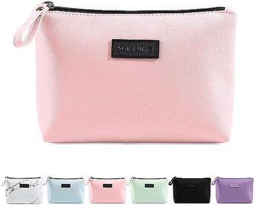 Small Makeup Bag for Purse Travel Makeup Bag with Zipper Pu Leather Makeup Pouch Cosmetic Bags for Women Pink Make Up Bag for Travelling (Pink)