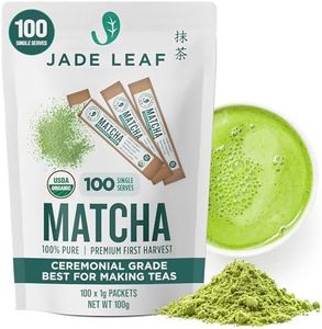 Jade Leaf Matcha Organic Ceremonial Grade Matcha Green Tea Powder On The Go Packets - For Lattes, Smoothies, Usucha, 100 Count (0.04 Ounce Packets)