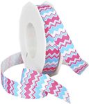 Morex Ribbon Chevron Printed Grosgrain Ribbon, 7/8-Inch by 20-Yard Spool, Turquoise/Hot Pink (98022/20-612)