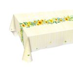 Cheerland Sunflower Tablecloth Floral Rectangle Fabric Tablecover Fall Theme Birthday Tableware for Anniversary Graduation Bridal Baby Shower Birthday Table Decor Party Supplies - 9x5 Ft