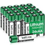 Battsea AA Lithium Battery 24 Pack, 3200mAh 4.8Wh 1.5V Double AA Long-lasing Non-Rechargeable Battery for Flashlight Electric Toys Remote Control Blink Security Camera System