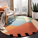 AKVARI RUGS Export Quality Handmade Woolen Round Carpet for Living Room Size 3 x 3 feet Round (90X90 cm) Color-Multi