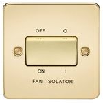 Knightsbridge FPAV1100PB Flat Plate 10A 3 Pole Fan Isolator Switch-Polished Brass, 230 V