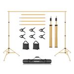 Neewer Backdrop Stand 10ft x 7ft, Adjustable Photo Studio Backdrop Support System for Wedding Parties Background Portrait Photography with 4 Crossbars, 8 Clamps, 2 Black Sandbags and Carrying Bag-GOLD