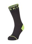 SEALSKINZ Unisex Waterproof All Weather Mid Length Sock With Hydrostop, Black/Neon Yellow, Medium