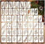 Leaf Stencils for Crafts Small Leaves and and Branches Paint Plant Stencil for Painting On Wood Wall Card Making, Tiny Nature Vine Herb Essential Art Stencils for Adults Kids (50 Leaves)