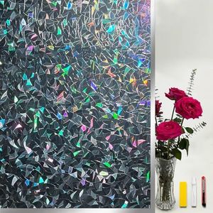 COUNTEWOL Blackout Window Film,Sun Blocking Window Privacy Cover for Glass Removable Darkening Dark Black Out Window Cover Tint Shades for Home Day Sleep Light Blocker( Black Rainbow 17.5 x 78.7 in)