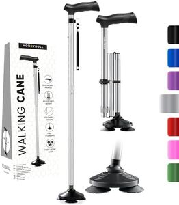 HONEYBULL Walking Cane for Men & Women - Foldable, Adjustable, Collapsible, Free Standing Cane, Pivot Tip, Heavy Duty | Walking Sticks, Folding Canes for Seniors & Adults [Silver]