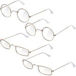 Frienda 4 Pairs Old Man Costume Glasses Gold Santa Eyeglasses Gold Square Round Glasses