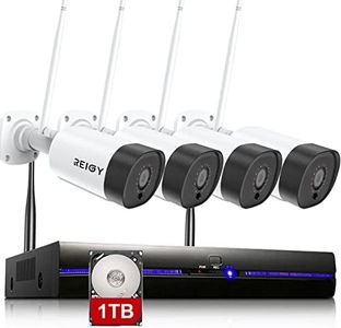 REIGY 3MP Kit Camera Surveillance WiFi Audio Bidirectionnel, Système CCTV Vidéo Sécurité 10CH NVR + 1296P Camera Intérieux/Extérieur, Vision Nocturne, Alerte E-Mail, IP66 Imperméable 1TB HDD