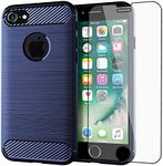 Asuwish Phone Case for iPhone 6 6s with Screen Protector Cover and Slim Cell Accessories Protective iPhone6 Six i6 S iPhone6s iPhine6s iPhones6s i Phone6s Phone6 6a S6 Women Men Carbon Fiber Blue