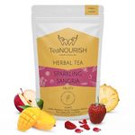 TeaNOURISH Sparkling Sangria | CAFFEINE-FREE Herbal Tea | Refreshing and Fruity | Apple, Strawberry, Mango, Pineapple, Hibiscus | Brew Hot or Iced Tea - 3.53oz/100g