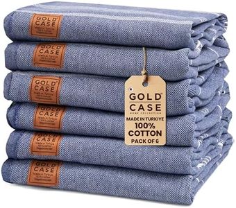 Gold CASE Turkish Beach Towel Set of 6 – 100% Cotton Large Turkish Bath Towels 70 x 38'' – LYCIA Oversized, Thin, Quick Dry & Sand Free Beach Towel – Lightweight Towels Set - Navy Blue